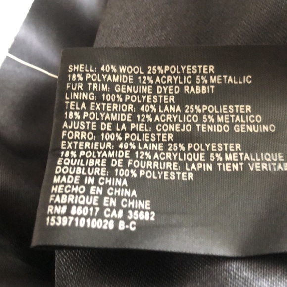 NWT.BEBE Top.Cocktails Jacket w/Rabbit Fur-Removable Collar. Coat Pancho.Size M. - Picture 13 of 14